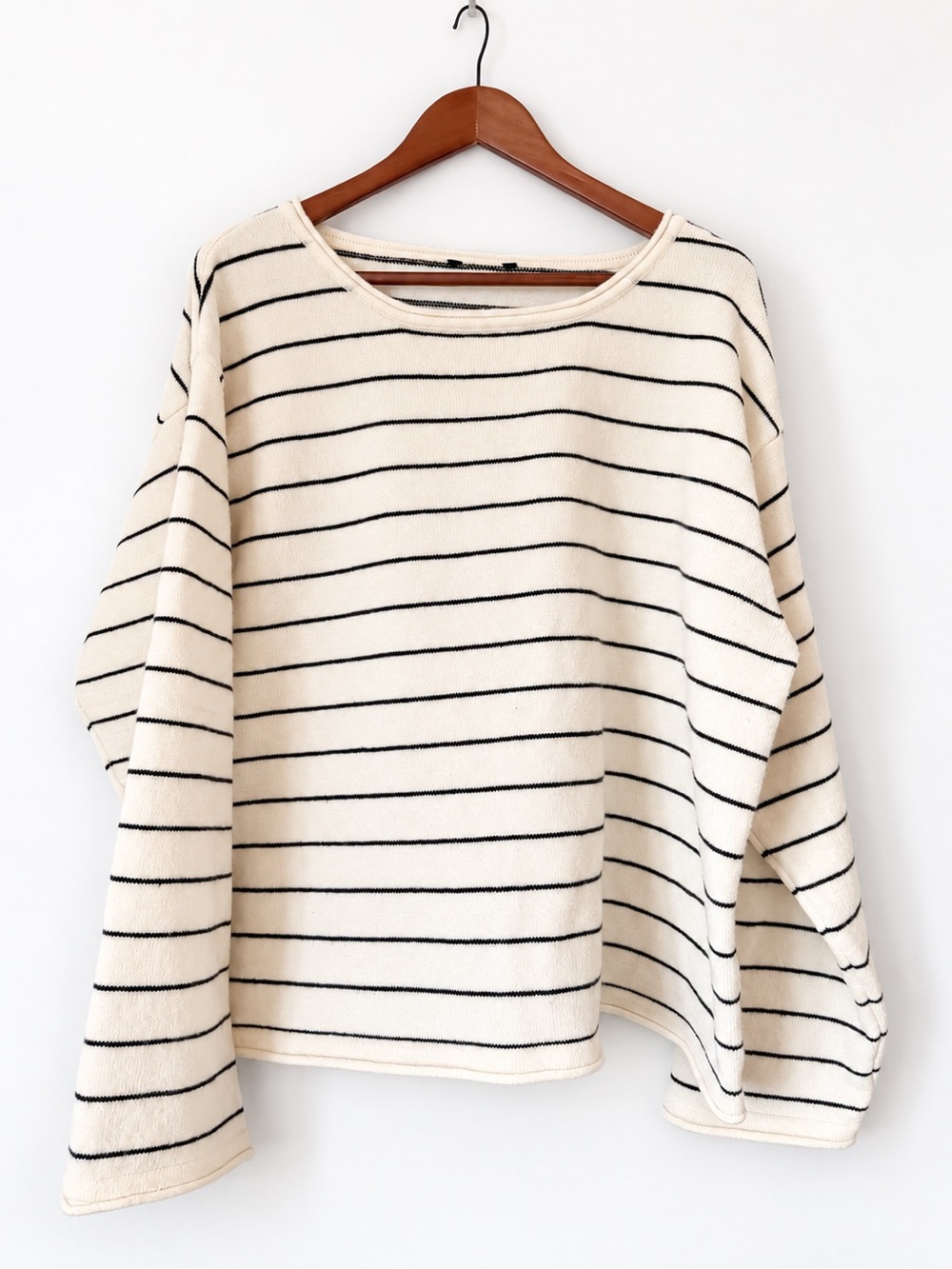 Cream & Black Striped Oversized Knit Sweater